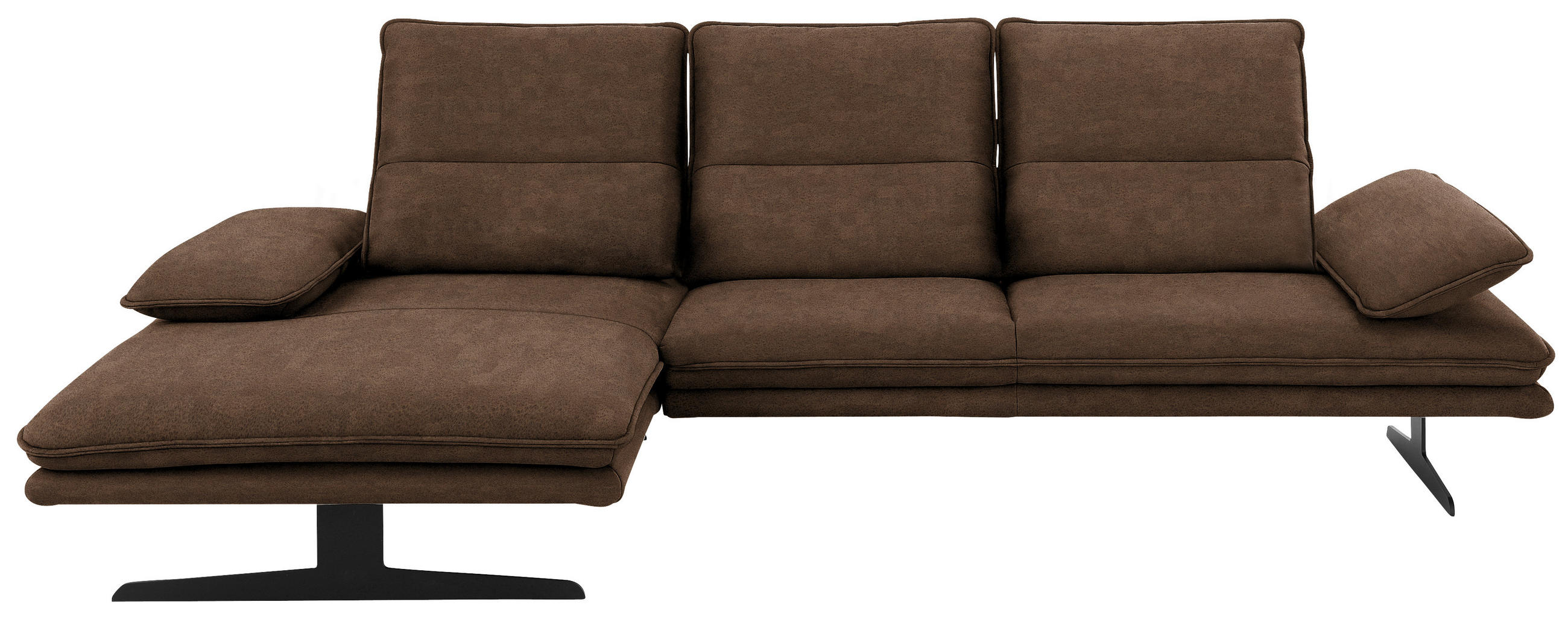 ECKSOFA Braun Mikrofaser  - Schwarz/Braun, Design, Textil/Metall (164/291cm) - Chilliano