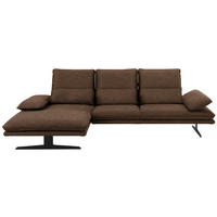 ECKSOFA  in Mikrofaser Braun  164/291 cm  - Schwarz/Braun, Design, Textil/Metall (164/291cm) - Chilliano