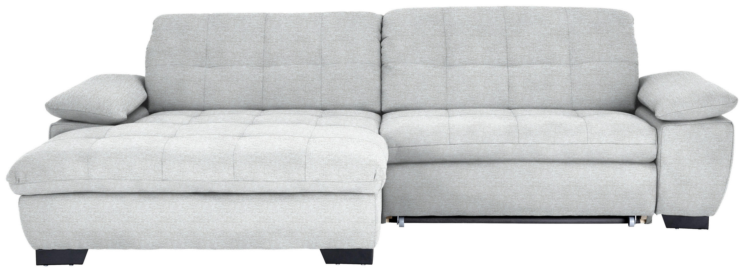 ECKSOFA in Webstoff Hellgrau  180/265 cm  - Hellgrau/Schwarz, Design, Textil/Metall (180/265cm) - Carryhome