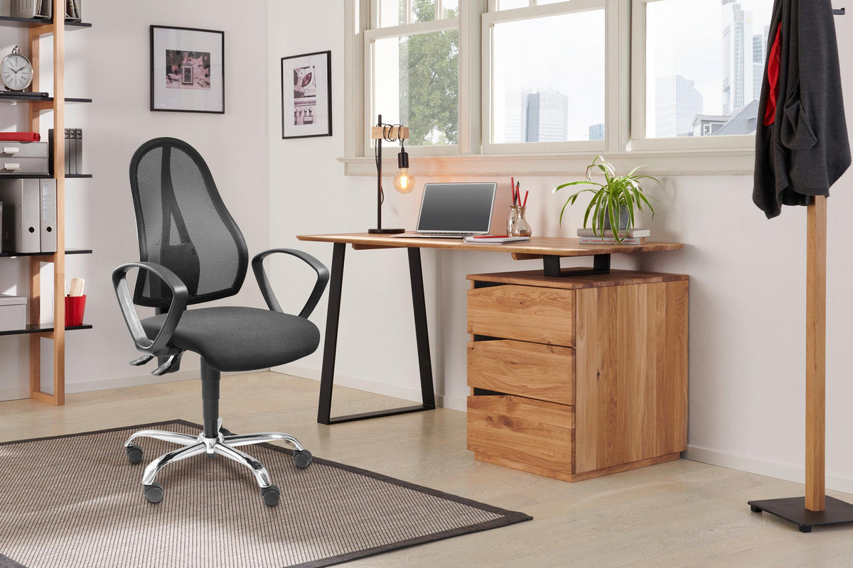 DREHSTUHL Netzbespannung, Webstoff Schwarz, Chromfarben  - Chromfarben/Schwarz, Design, Kunststoff/Textil (64/100-120/72cm)