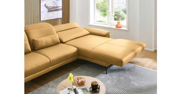 ECKSOFA in Echtleder Gelb  - Gelb/Schwarz, Design, Leder/Metall (332/193cm) - Dieter Knoll