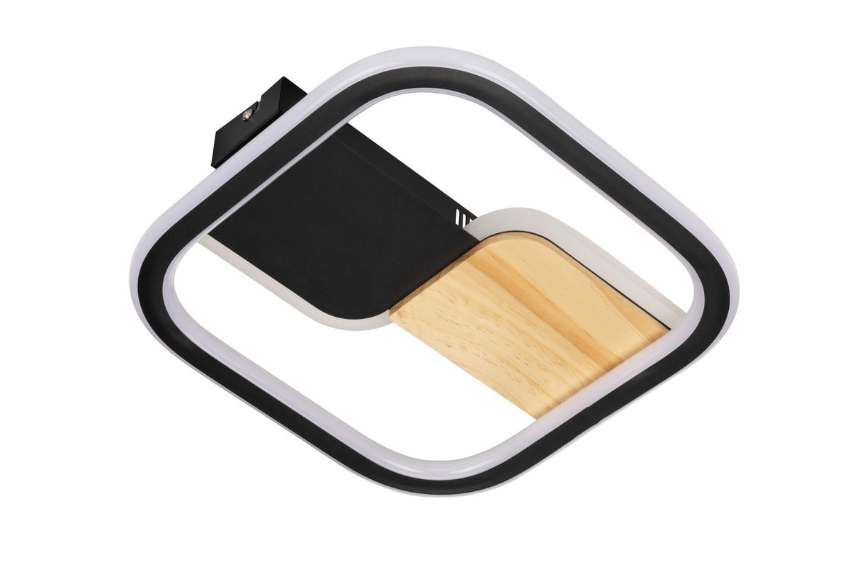LED-DECKENLEUCHTE 22 W    30/30/6 cm  - Schwarz/Naturfarben, Lifestyle, Holz/Kunststoff (30/30/6cm) - Novel