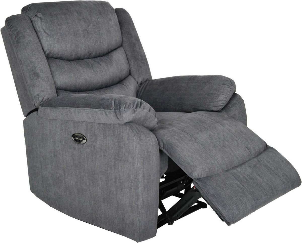 RELAXFÅTÖLJ i metall, textil, trämaterial grå  - svart/grå, Klassisk, metall/trämaterial (96/103/87cm)