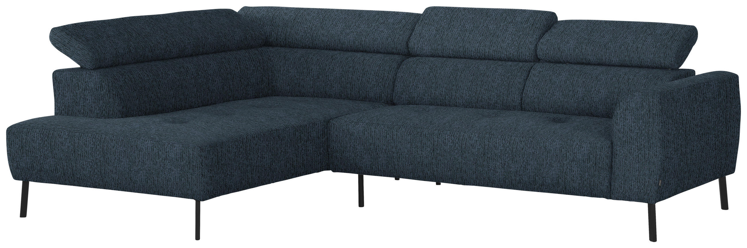 ECKSOFA in Webstoff Blau  205/280 cm  - Blau/Schwarz, Design, Textil/Metall (205/280cm) - Xora