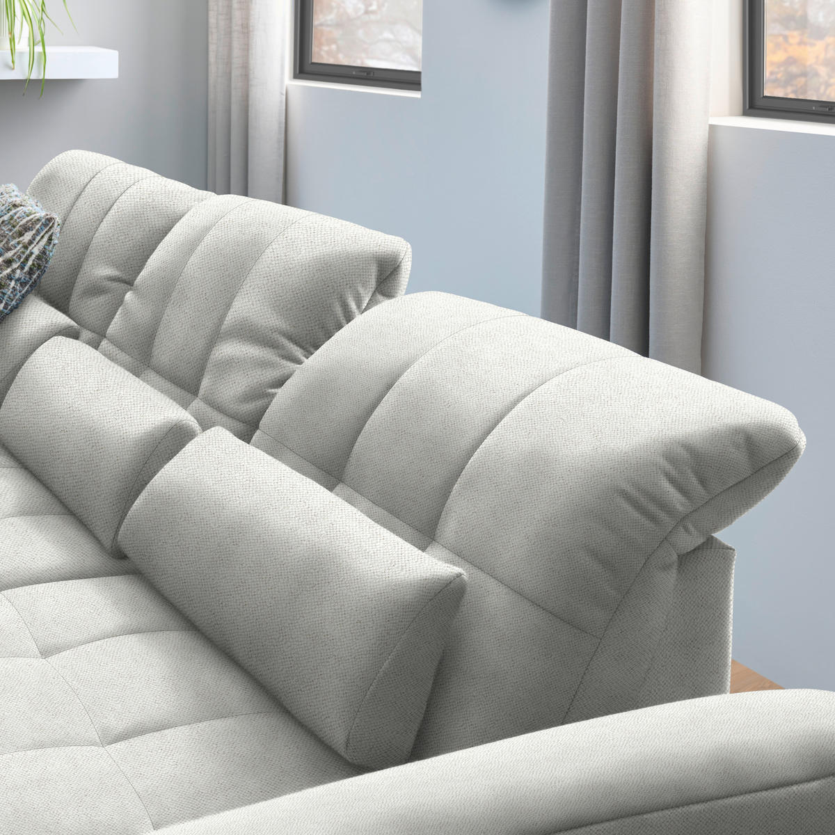 ECKSOFA  in Flachgewebe Weiß  204/341 cm  - Schwarz/Weiß, Design, Textil/Metall (204/341cm) - Xora