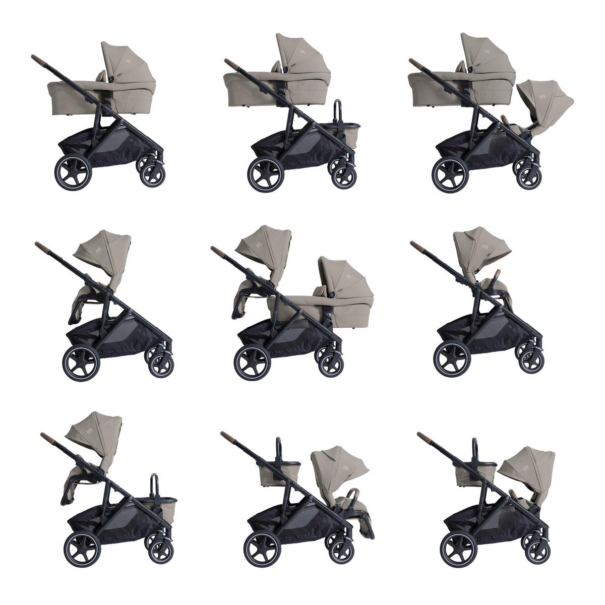 KINDERWAGENSET  Versiti 4in1  Sandstone  - Beigebraun/Schwarz, Basics, Textil/Metall (64/109/114cm) - Joie