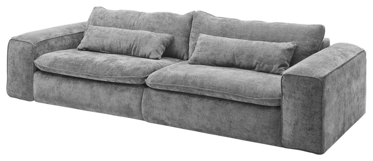 BIGSOFA VENICE Webstoff Grau  - Schwarz/Grau, Basics, Kunststoff/Textil (300/80/118cm) - Livetastic