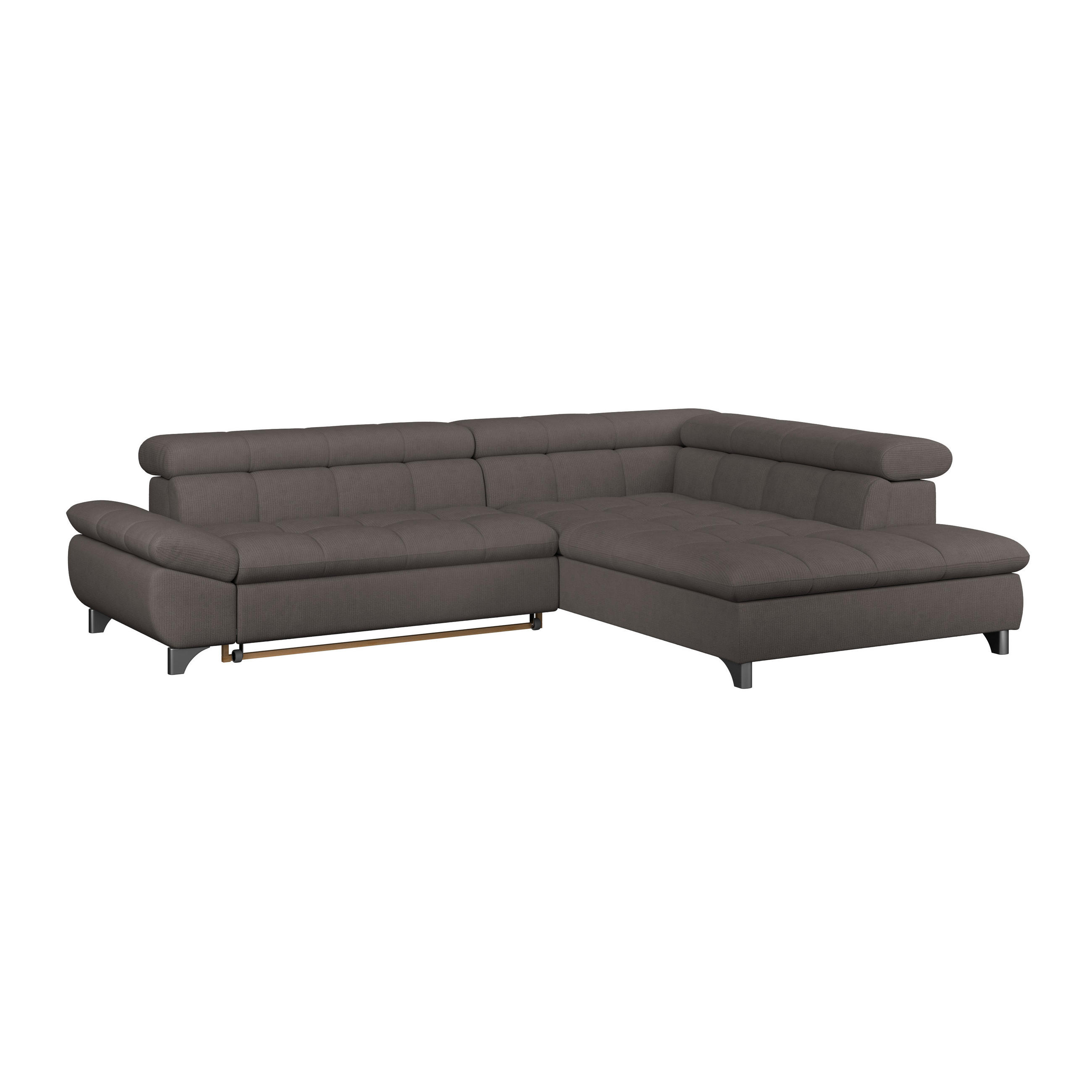 ECKSOFA Braun Chenille  - Chromfarben/Braun, KONVENTIONELL, Textil/Metall (312/234cm) - Livetastic