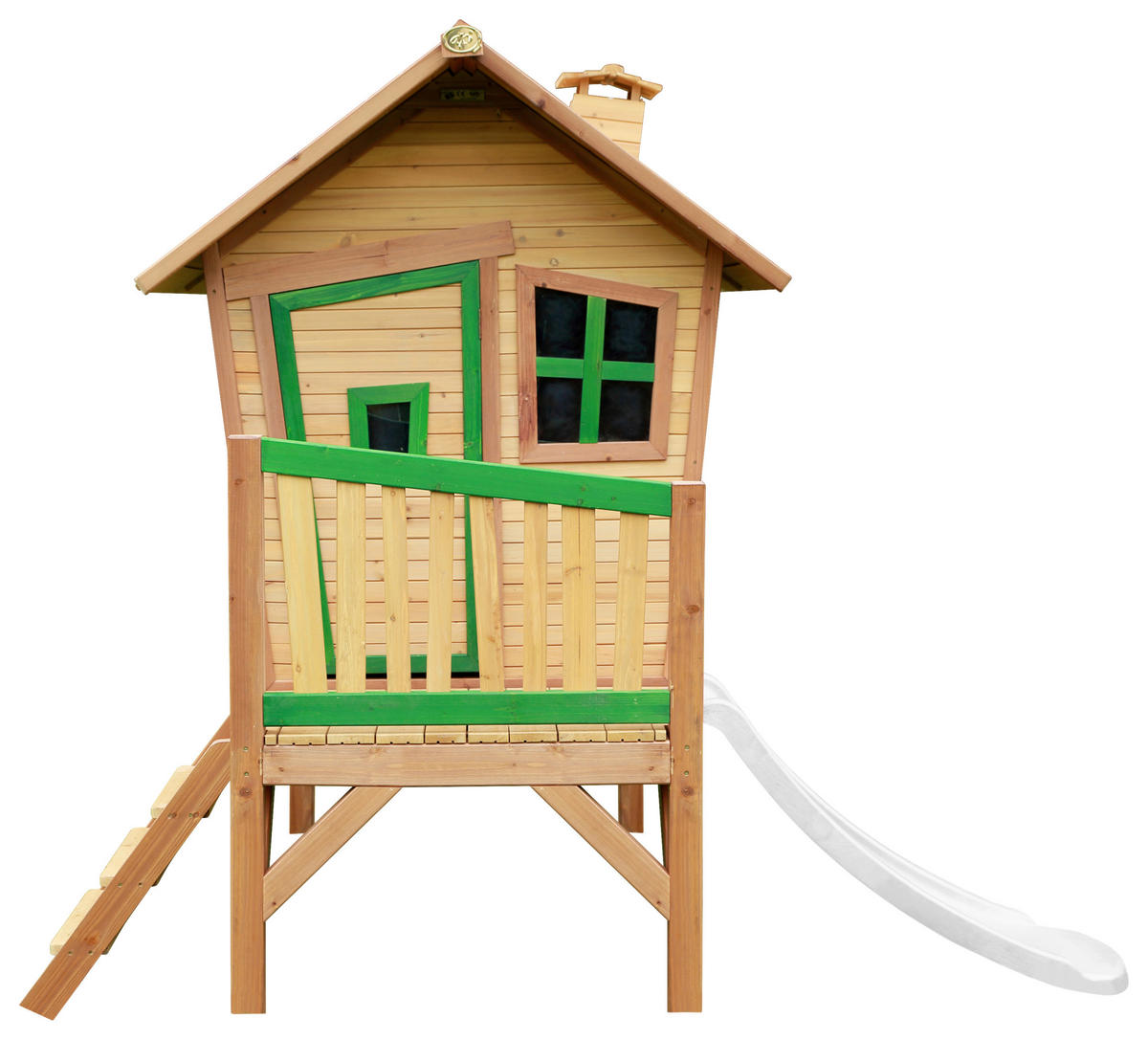 SPIELHAUS 264/203/177 cm  - Braun/Weiß, KONVENTIONELL, Holz/Kunststoff (264/203/177cm) - Ambia Garden