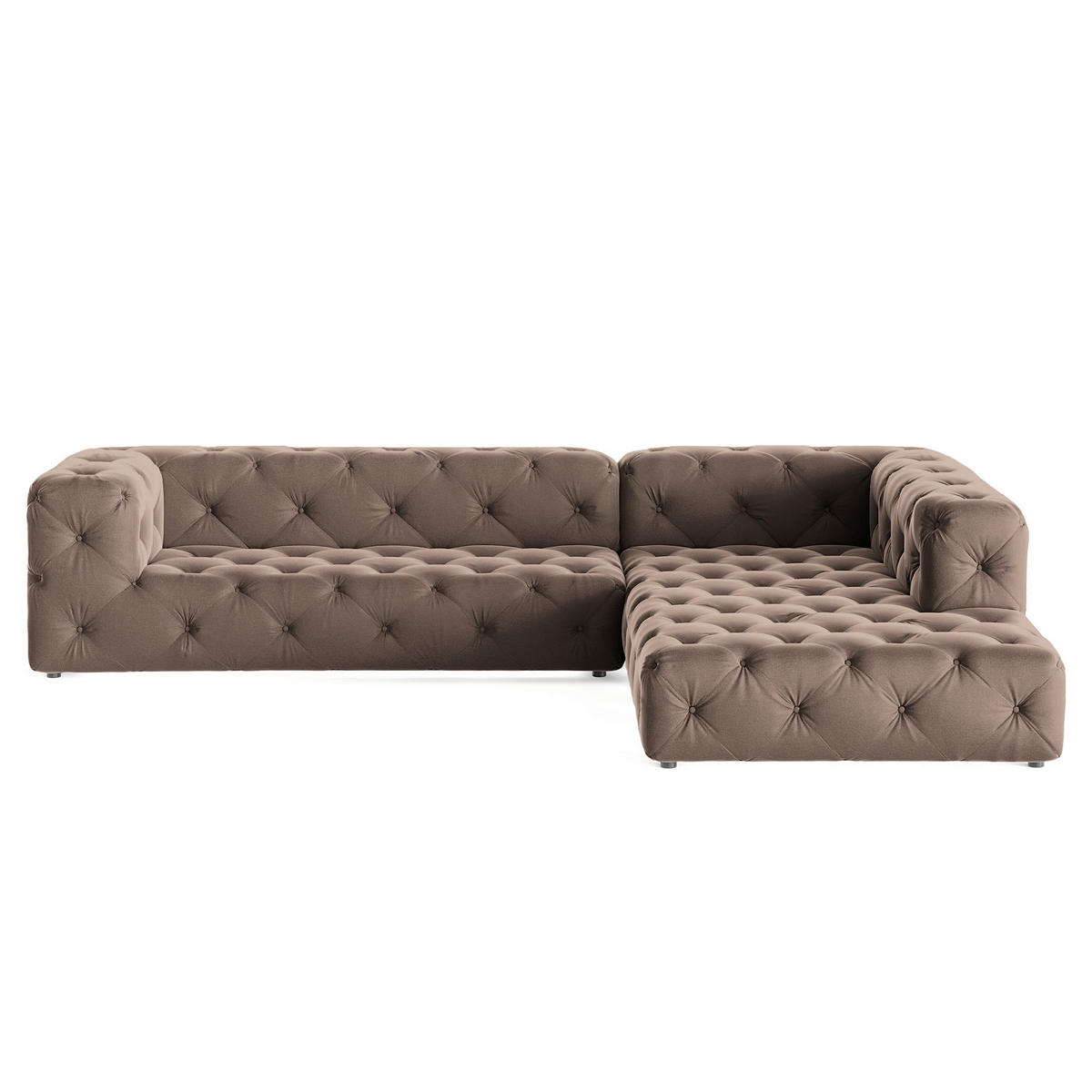 ECKSOFA Fresco Braun Samt  - Schwarz/Braun, Design, Kunststoff/Textil (325/228cm) - P & B