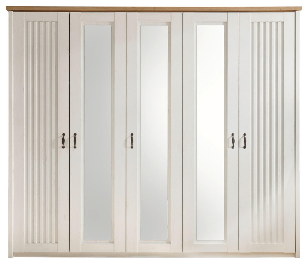 DREHTÜRENSCHRANK 265/224/60 cm 5-türig Weiß, Eichefarben  - Eichefarben/Schwarz, LIFESTYLE, Holzwerkstoff/Metall (265/224/60cm) - Landscape