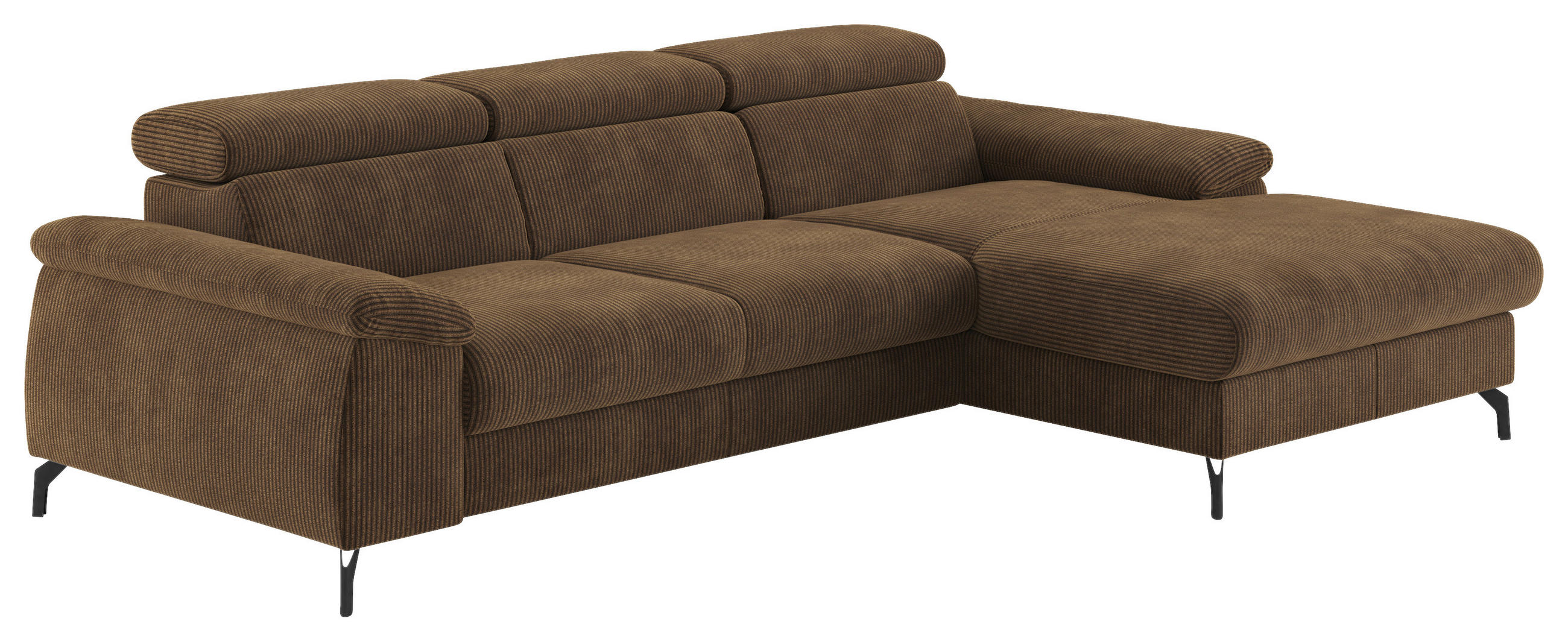 ECKSOFA in Cord Braun  - Schwarz/Braun, Design, Textil/Metall (244/166cm) - Livetastic