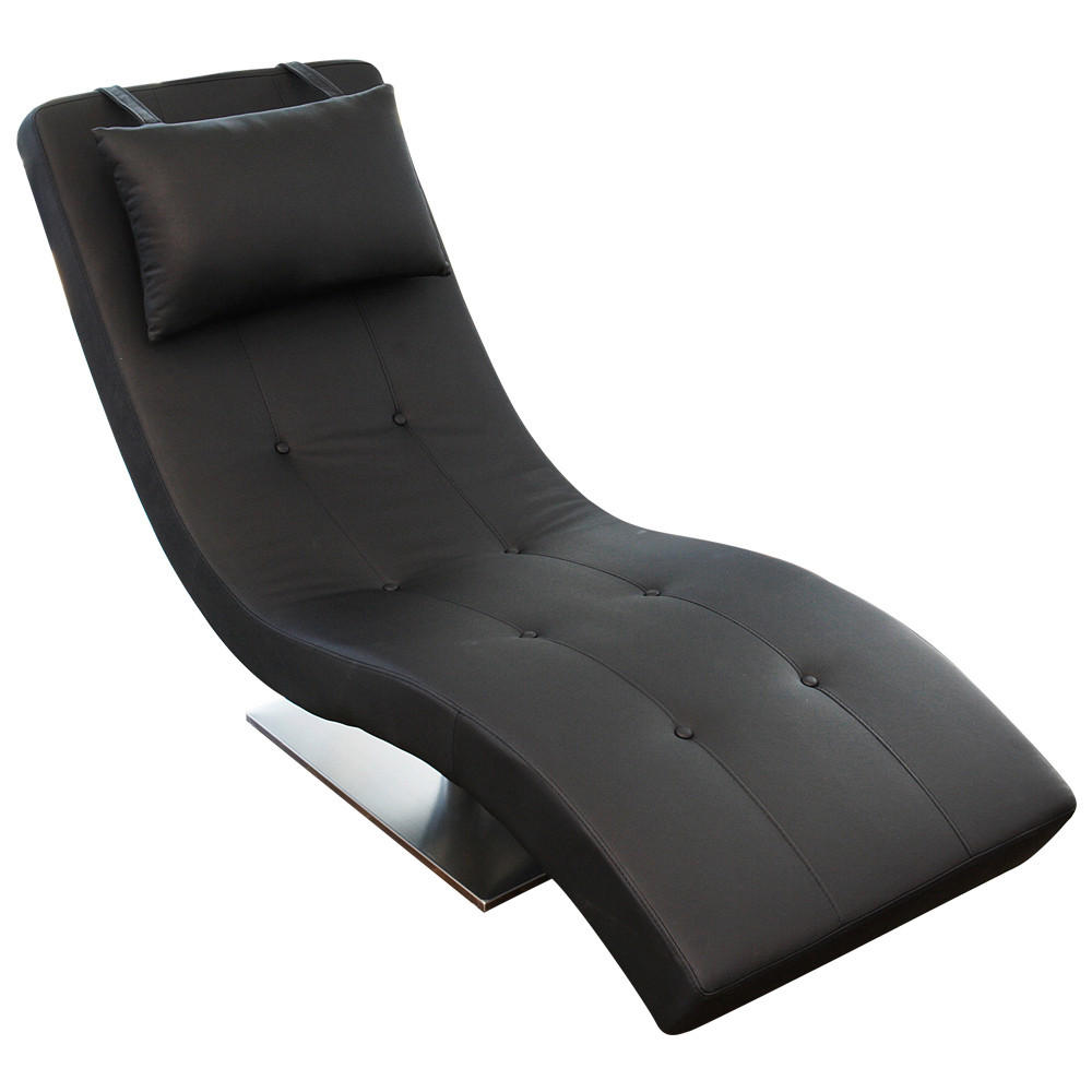 RELAXLIEGE in Lederlook Schwarz  - Silberfarben/Schwarz, MODERN, Textil/Metall (60/82/170cm) - Livetastic