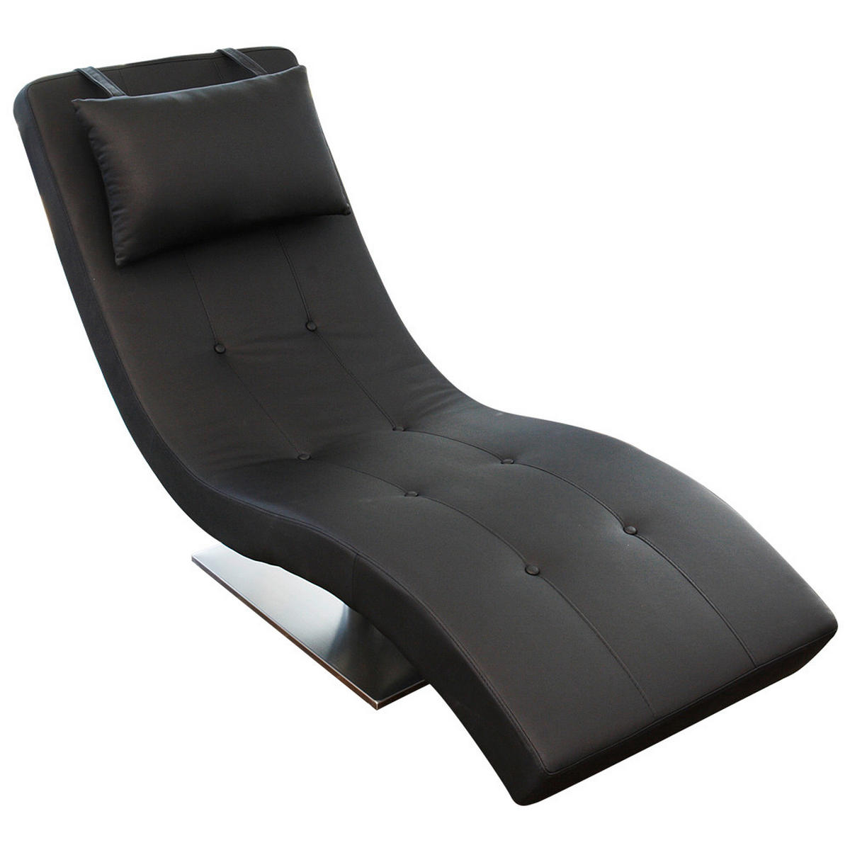 RELAXLIEGE Lederlook Schwarz  - Silberfarben/Schwarz, MODERN, Textil/Metall (60/82/170cm) - Livetastic