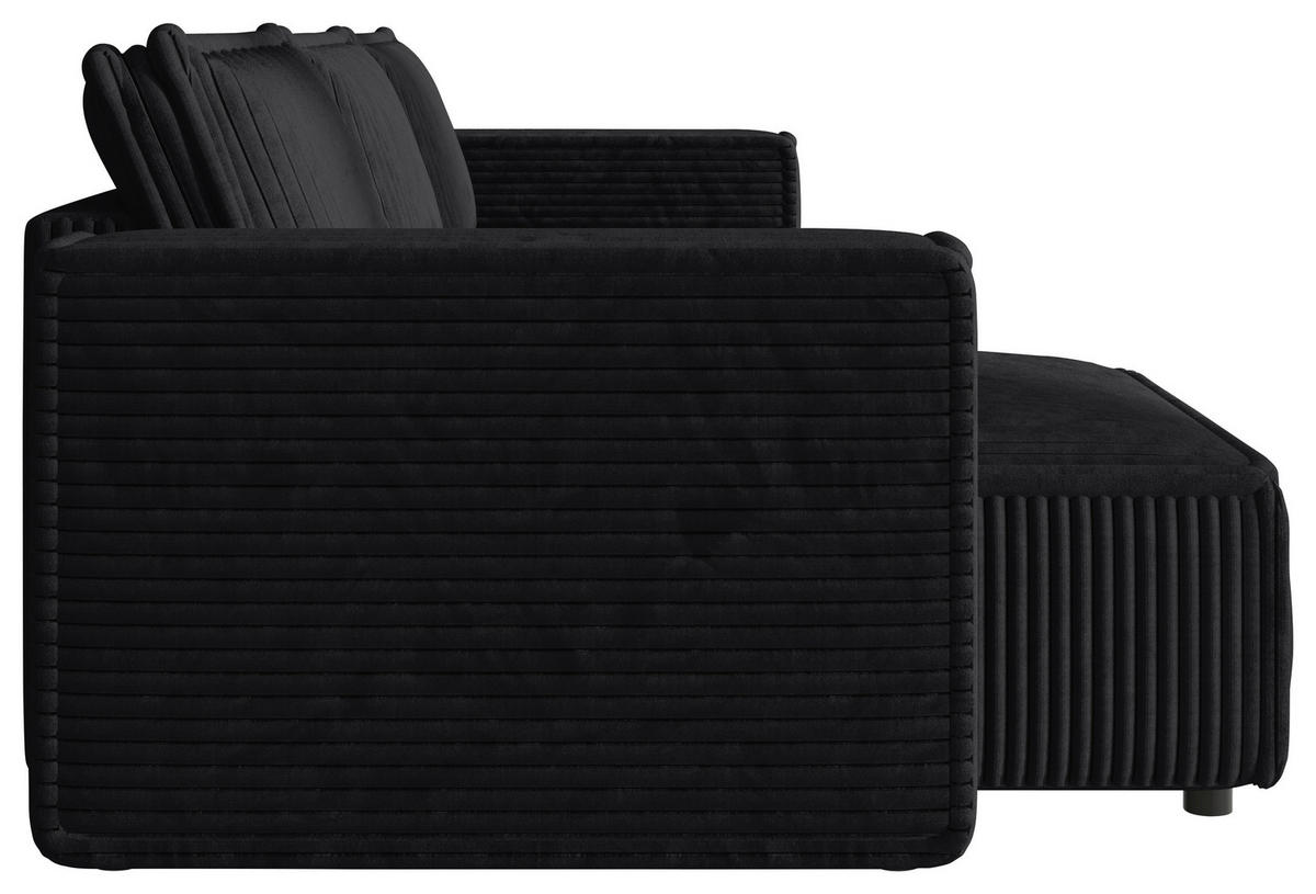 ECKSOFA Anthrazit Cord Zierkissen, Rückenkissen, Schlaffunktion, Rücken echt  - Anthrazit/Schwarz, MODERN, Kunststoff/Textil (350/168cm) - Xora