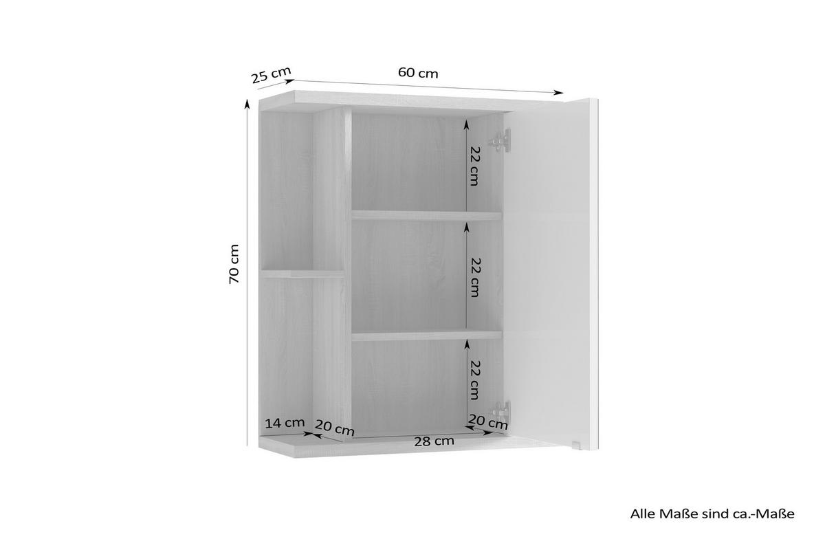 SPIEGELSCHRANK 60/70/25 cm  - Chromfarben/Anthrazit, MODERN, Glas/Holzwerkstoff (60/70/25cm) - MID.YOU