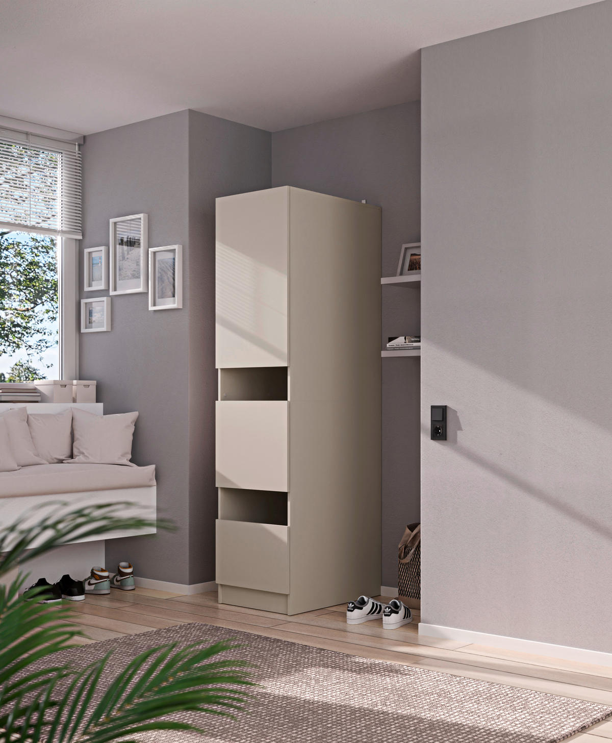 MEHRZWECKSCHRANK 50/200/68 cm  in Kaschmir  - Kaschmir/Schwarz, Design, Holzwerkstoff/Metall (50/200/68cm) - Milino