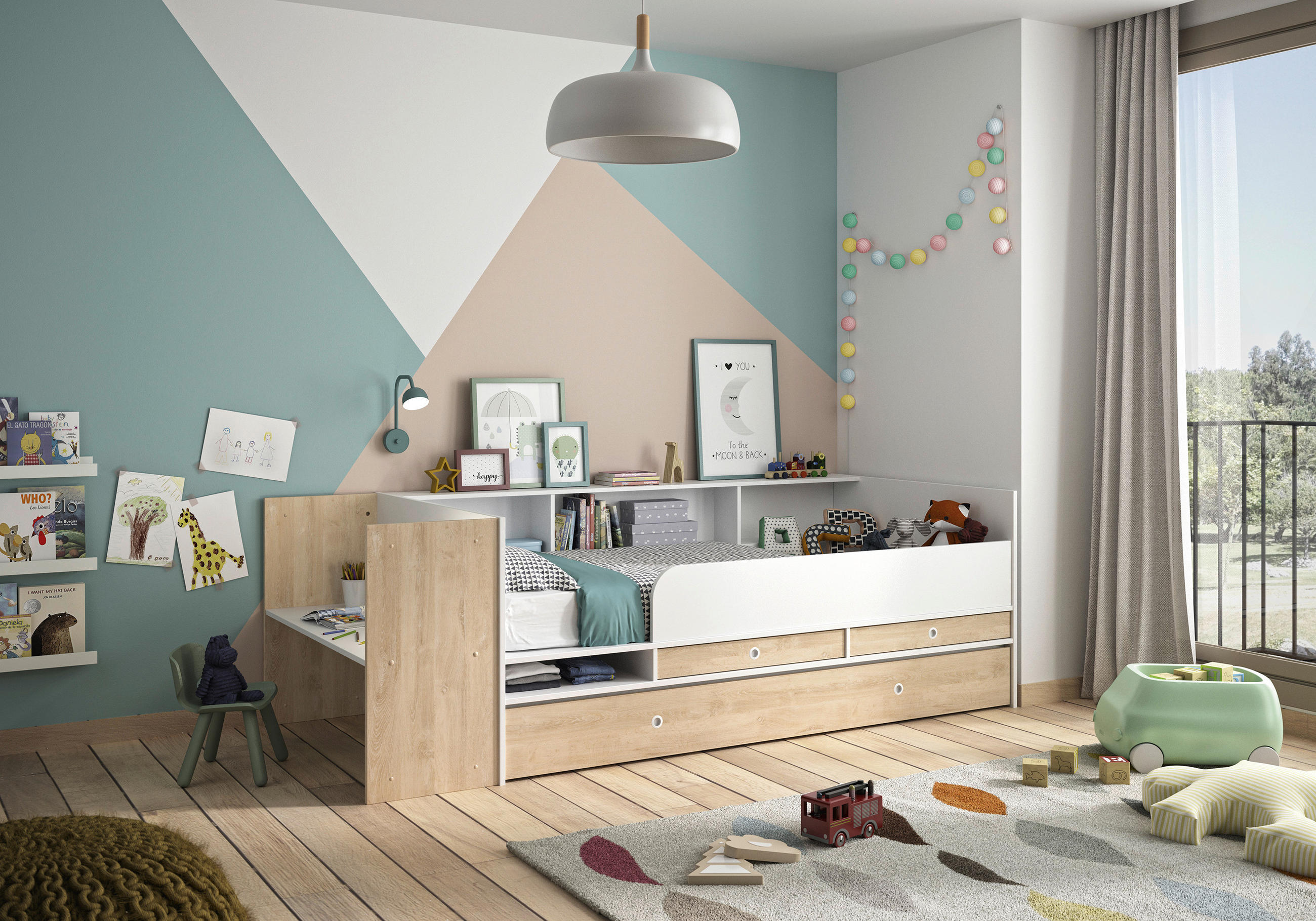 KREVET S PROSTOR. ZA ODLAGANJ   90/200 cm   bijela, boje hrasta  - bijela/boje hrasta, Moderno, drvni materijal (90/200cm) - MID.YOU