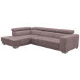 ECKSOFA in Chenille Altrosa  - Chromfarben/Altrosa, Design, Textil (207/301cm) - Xora