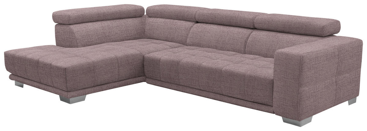 ECKSOFA in Chenille Altrosa  - Chromfarben/Altrosa, Design, Textil (207/301cm) - Xora