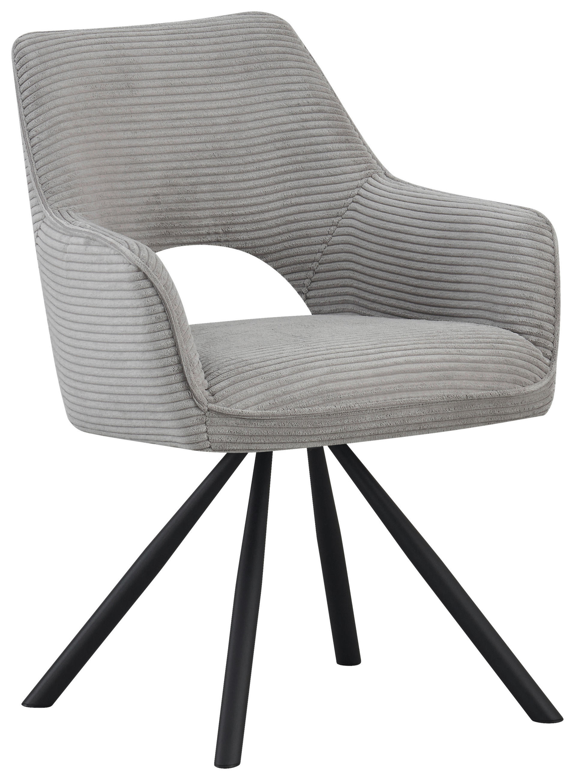 ARMLEHNSTUHL  in Eisen Cord  - Hellgrau/Schwarz, Design, Textil/Metall (60/85/63cm) - Hom`in