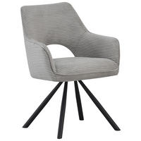 ARMLEHNSTUHL  in Eisen Cord  - Hellgrau/Schwarz, Design, Textil/Metall (60/85/63cm) - Hom`in