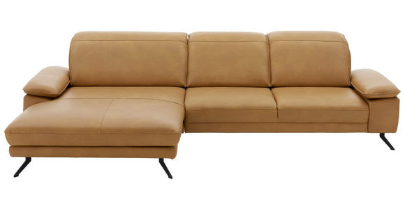 ECKSOFA  in Echtleder Hellbraun  193/328 cm  - Hellbraun/Schwarz, Design, Leder/Metall (193/328cm) - Dieter Knoll