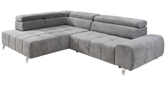 ECKSOFA Dunkelgrau Webstoff  - Dunkelgrau/Silberfarben, Design, Textil/Metall (201/295cm) - Hom`in