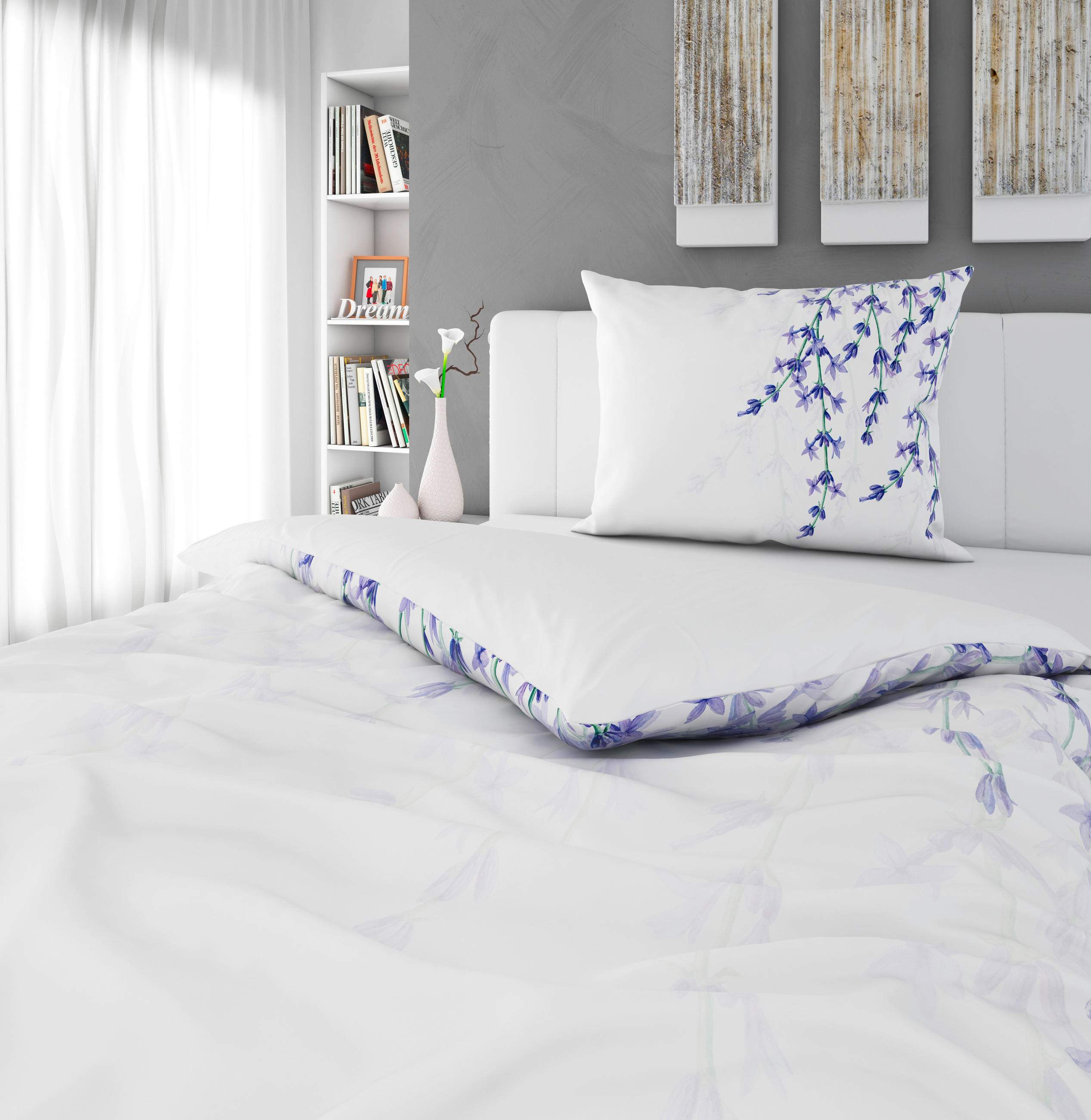 OBOJESTRANSKA POSTELJNINA LAVANDER 140/200 cm saten večbarvno  - večbarvno, Konvencionalno, tekstil (140/200cm) - Esposa