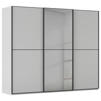 SCHWEBETÜRENSCHRANK 242/223/68 cm,  in Grau, Schwarz, 3 Tür(en)  - Schwarz/Grau, KONVENTIONELL, Glas/Holzwerkstoff (242/223/68cm) - Novel