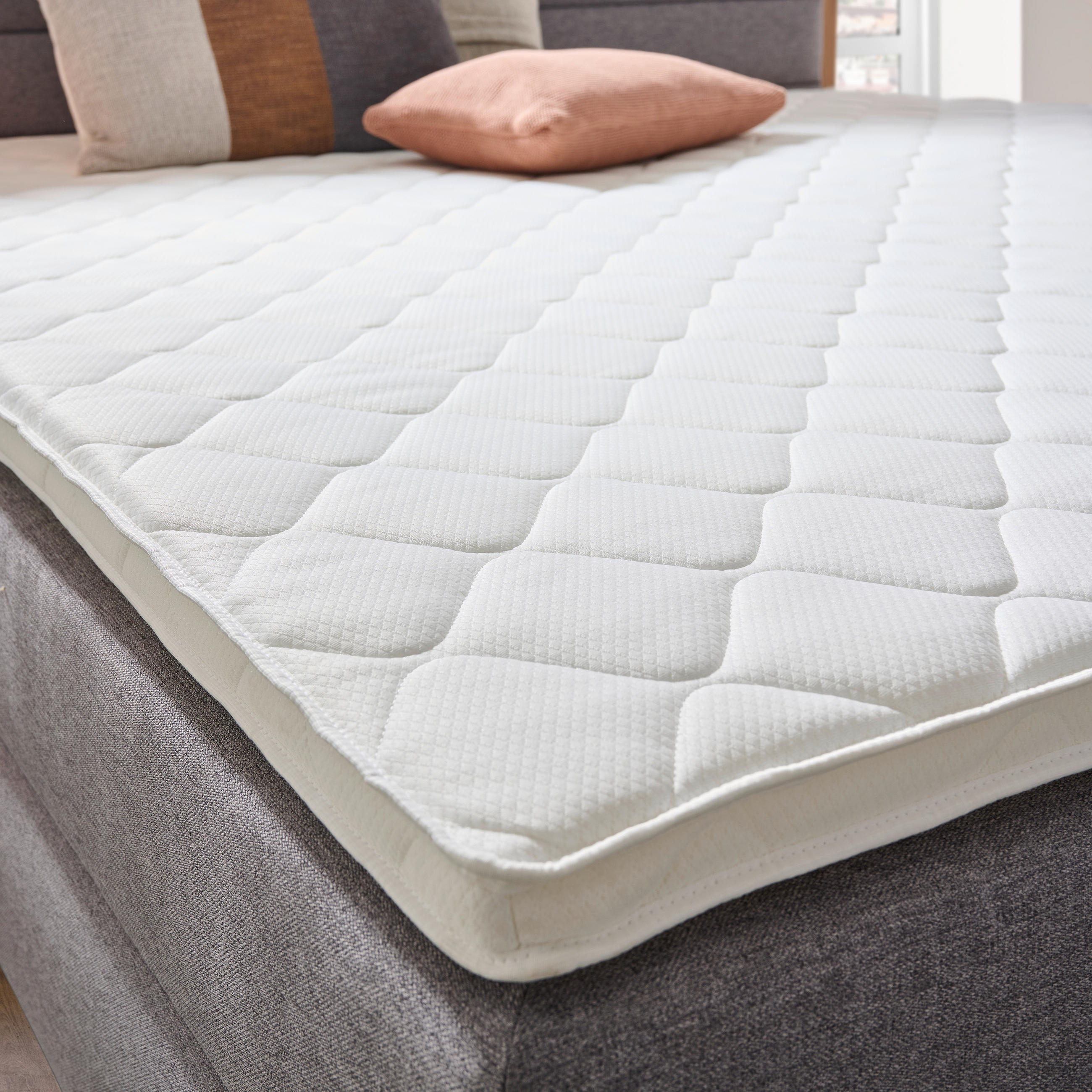 BOXBETT 160/200 cm  in Grau, Eiche Artisan  - Eiche Artisan/Grau, KONVENTIONELL, Holz/Textil (160/200cm) - Carryhome
