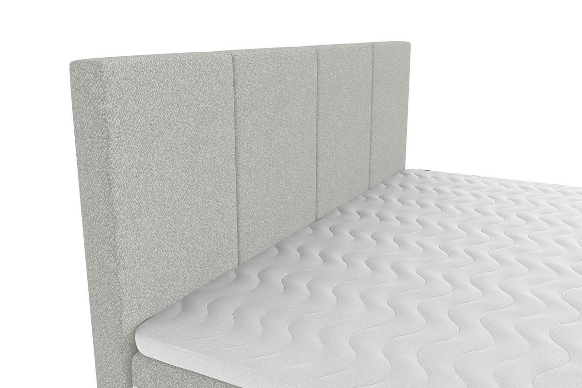 BOXSPRINGBETT 180/200 cm,  in Hellgrau, Bettkasten, Topper, Matratzen, H3 = fest  - Chromfarben/Hellgrau, KONVENTIONELL, Kunststoff/Textil (180/200cm) - Boxxx
