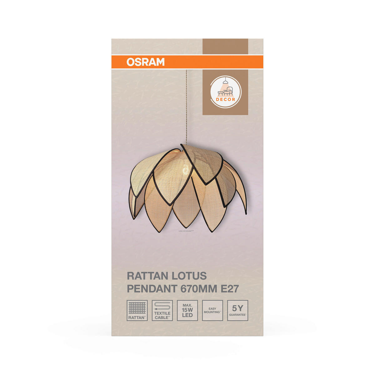 HÄNGELEUCHTE 67/146,5 cm  - Beige, Basics, Holz/Metall (67/146,5cm) - Osram
