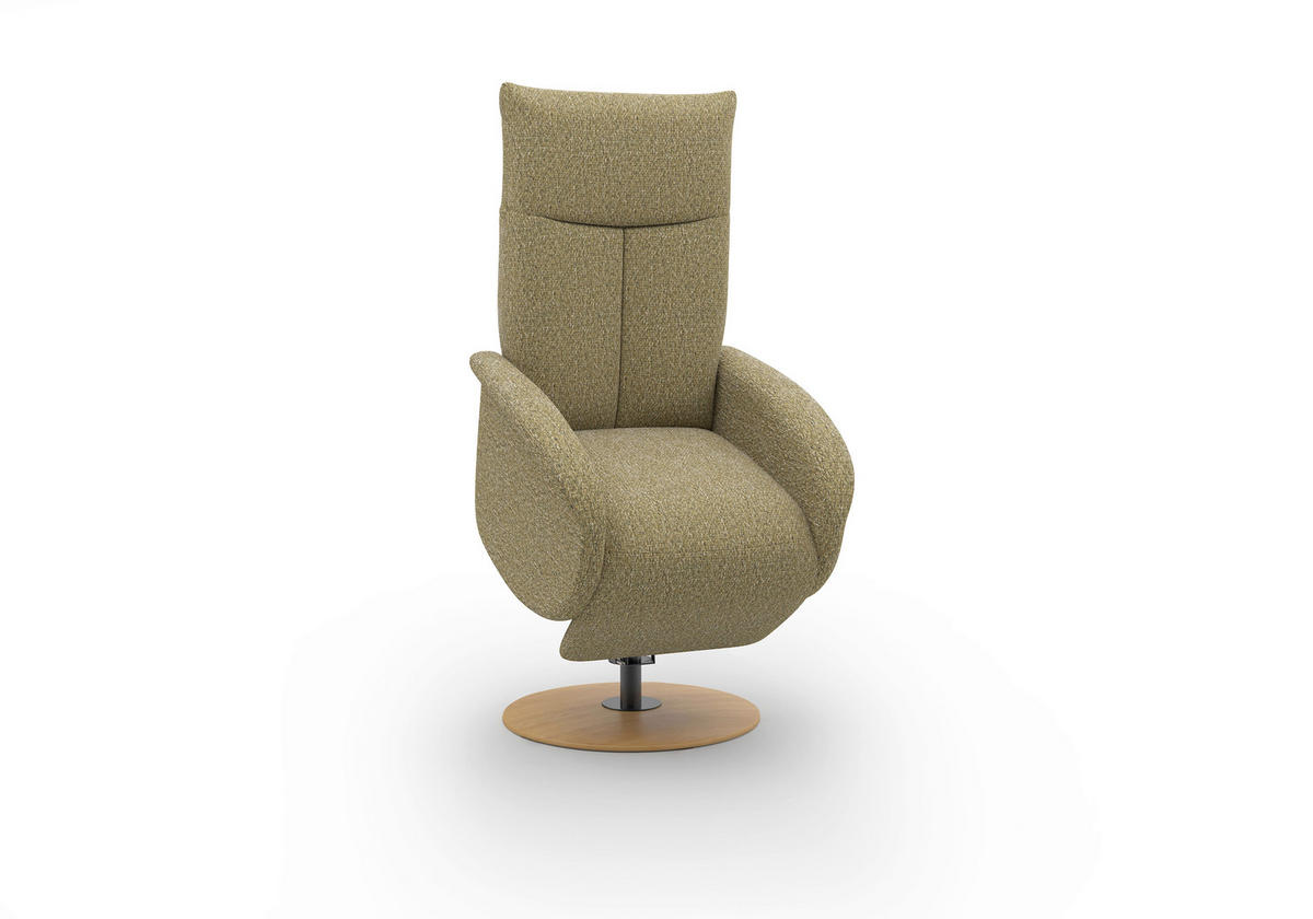 RELAXSESSEL GLENDALE E Chenille Kopfteilverstellung, Rücken echt    - Eichefarben/Olivgrün, KONVENTIONELL, Holzwerkstoff/Textil (75/112/82cm) - Sit & More
