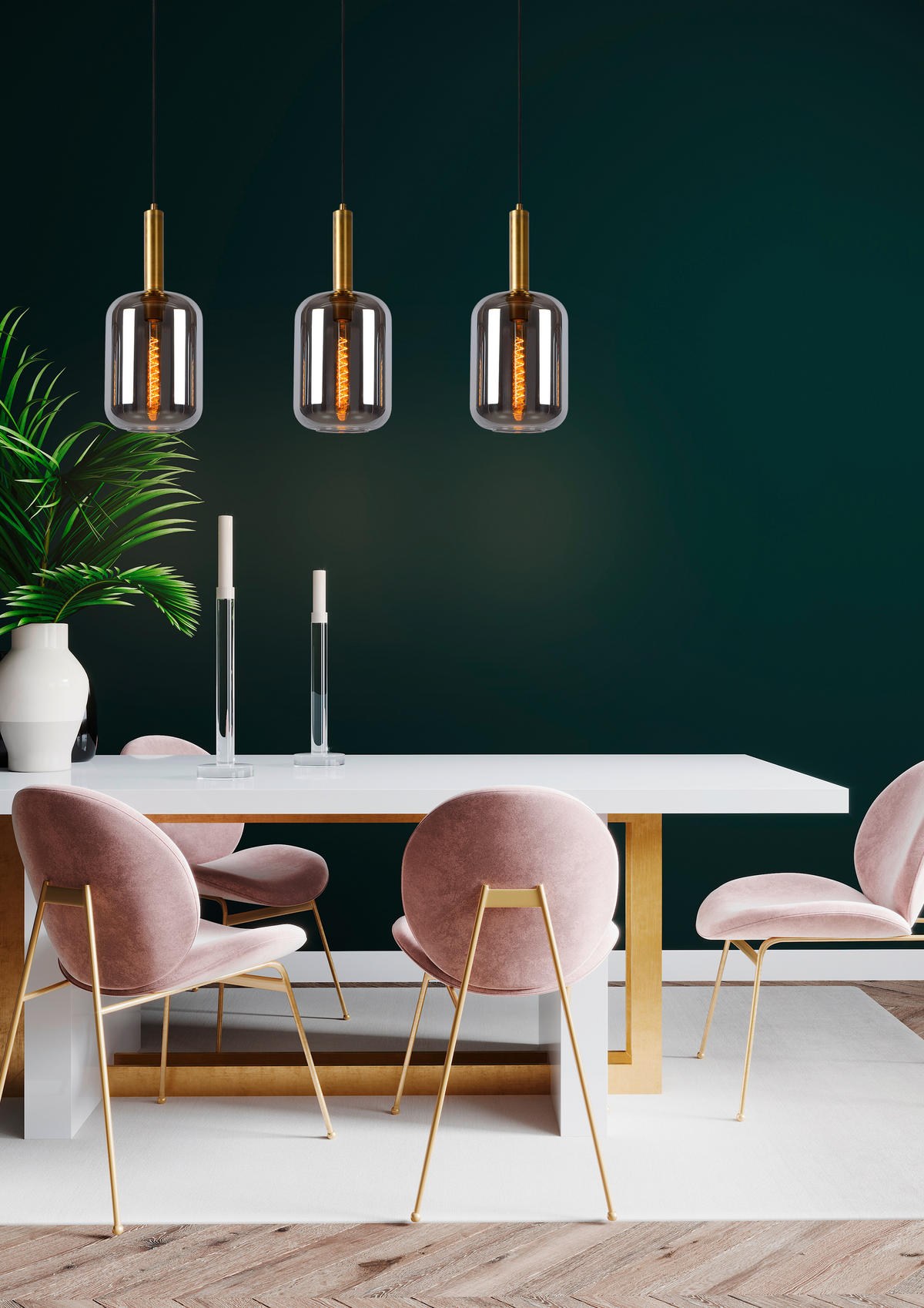 HÄNGELEUCHTE Joanet 110/22/150 cm   - Hellgrau, Design, Glas (110/22/150cm) - Lucide