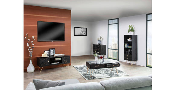 LOWBOARD in 130/57/53 cm - Goldfarben/Schwarz, Trend, Holz/Metall (130/57/53cm) - Ambia Home