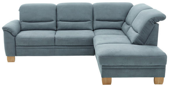 ECKSOFA Blau Mikrofaser  - Wildeiche/Blau, KONVENTIONELL, Holz/Textil (254/224cm) - Carryhome