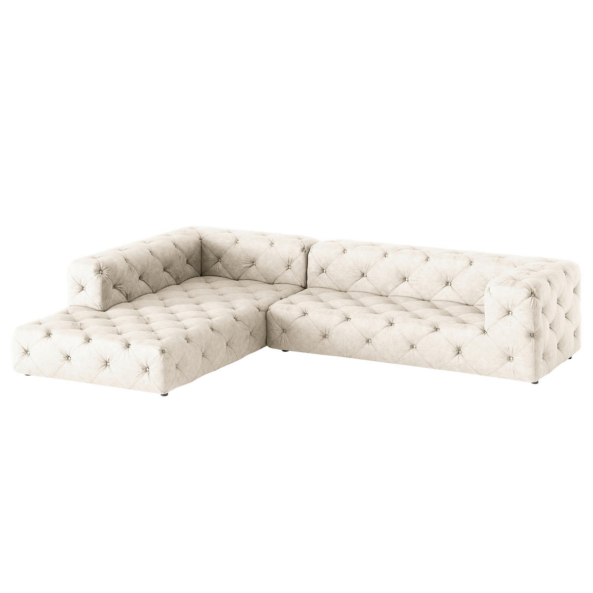 ECKSOFA Mikrofaser Creme  - Creme/Schwarz, Design, Kunststoff/Textil (228/325cm) - P & B