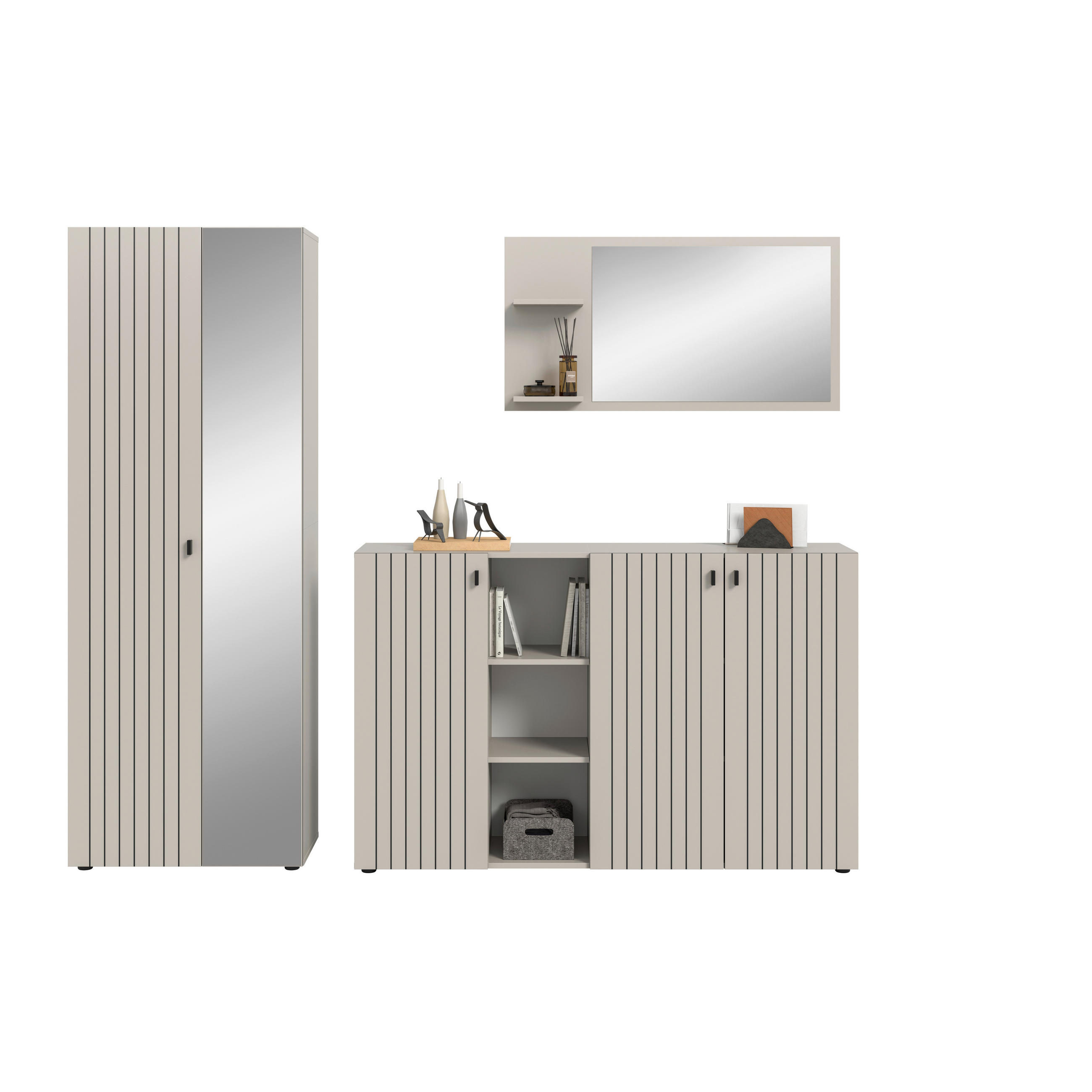 GARDEROBE 3-teilig  in 235/192/37 cm  - Kaschmir, Design, Holzwerkstoff (235/192/37cm) - MID.YOU