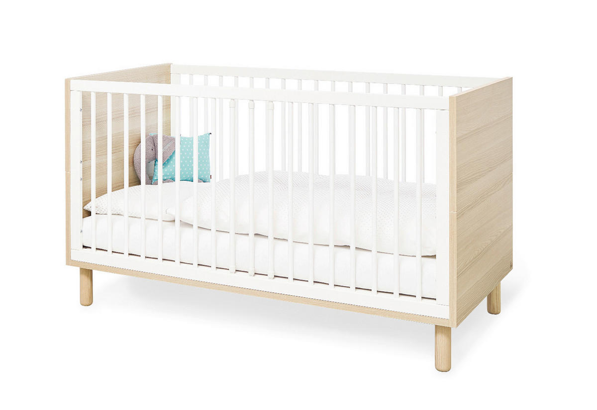 BABYZIMMER FLOW  - Eschefarben/Weiß, Design, Holzwerkstoff - Pinolino