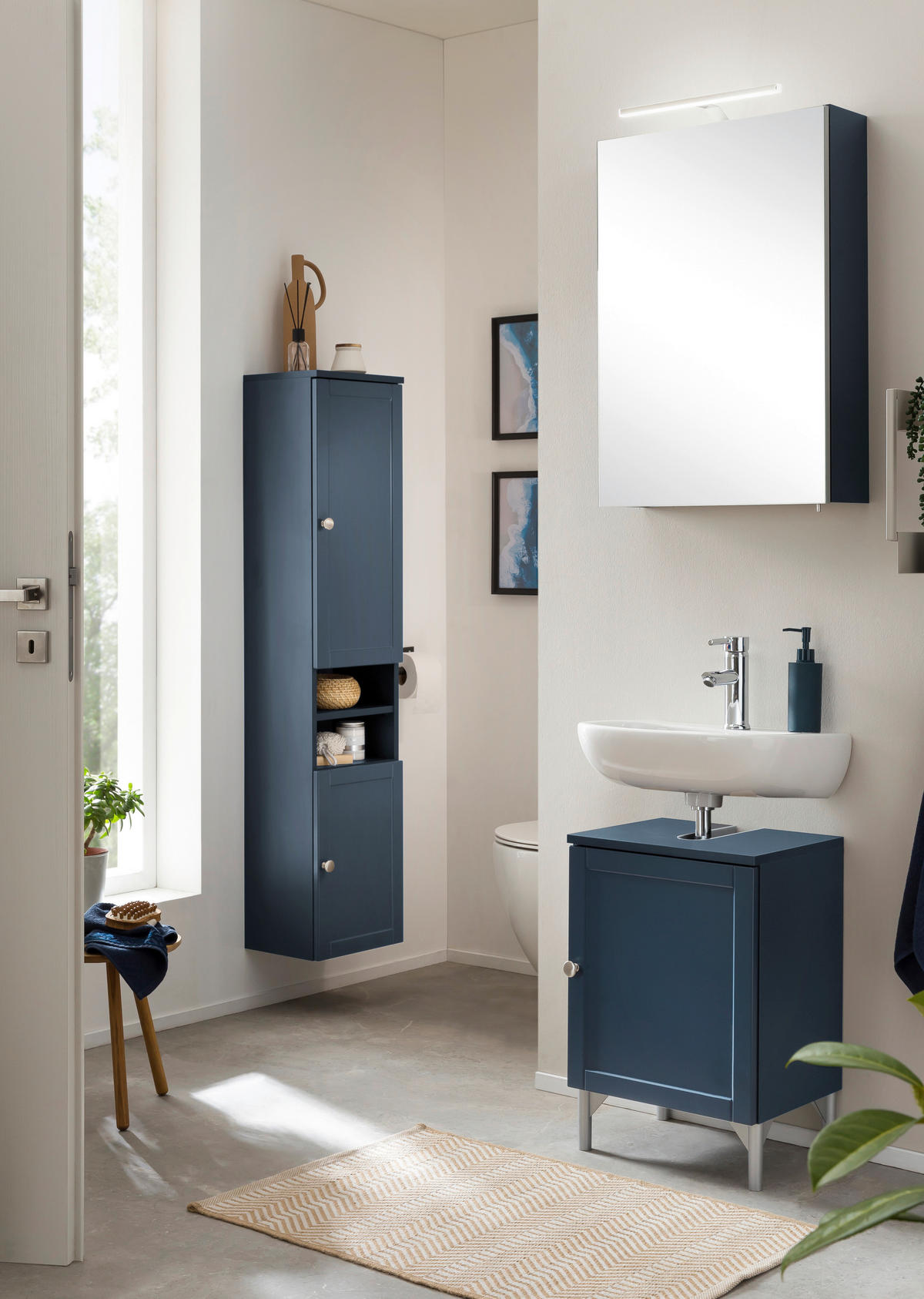 WASCHBECKENUNTERSCHRANK 40,3/58,5/32 cm  - Silberfarben/Dunkelblau, Basics, Holzwerkstoff/Kunststoff (40,3/58,5/32cm) - Stylife