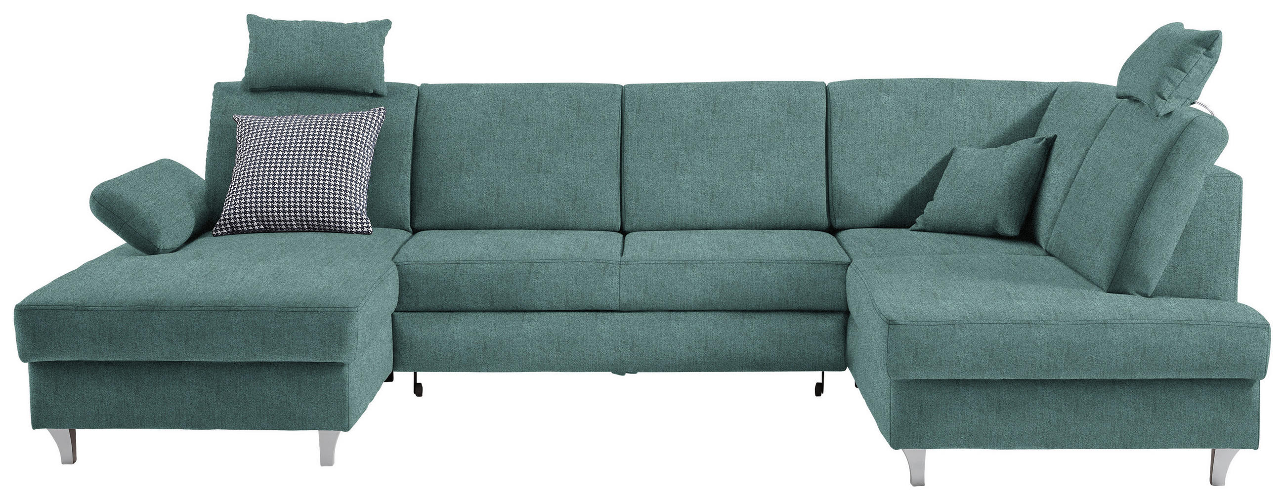 WOHNLANDSCHAFT in Struktur Petrol  - Silberfarben/Petrol, KONVENTIONELL, Holz/Textil (167/322/186cm) - Cantus