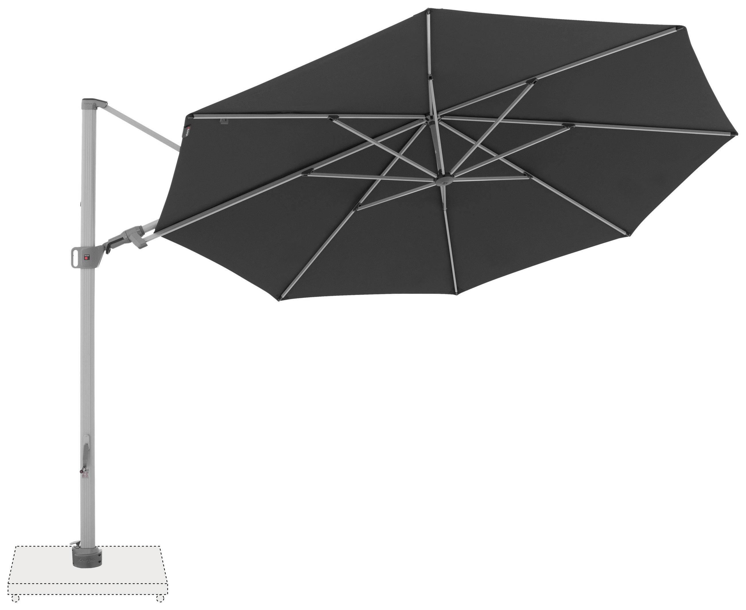 AMPELSCHIRM 340 cm Dunkelgrau  - Dunkelgrau/Silberfarben, Basics, Textil/Metall (340/340cm) - KNIRPS