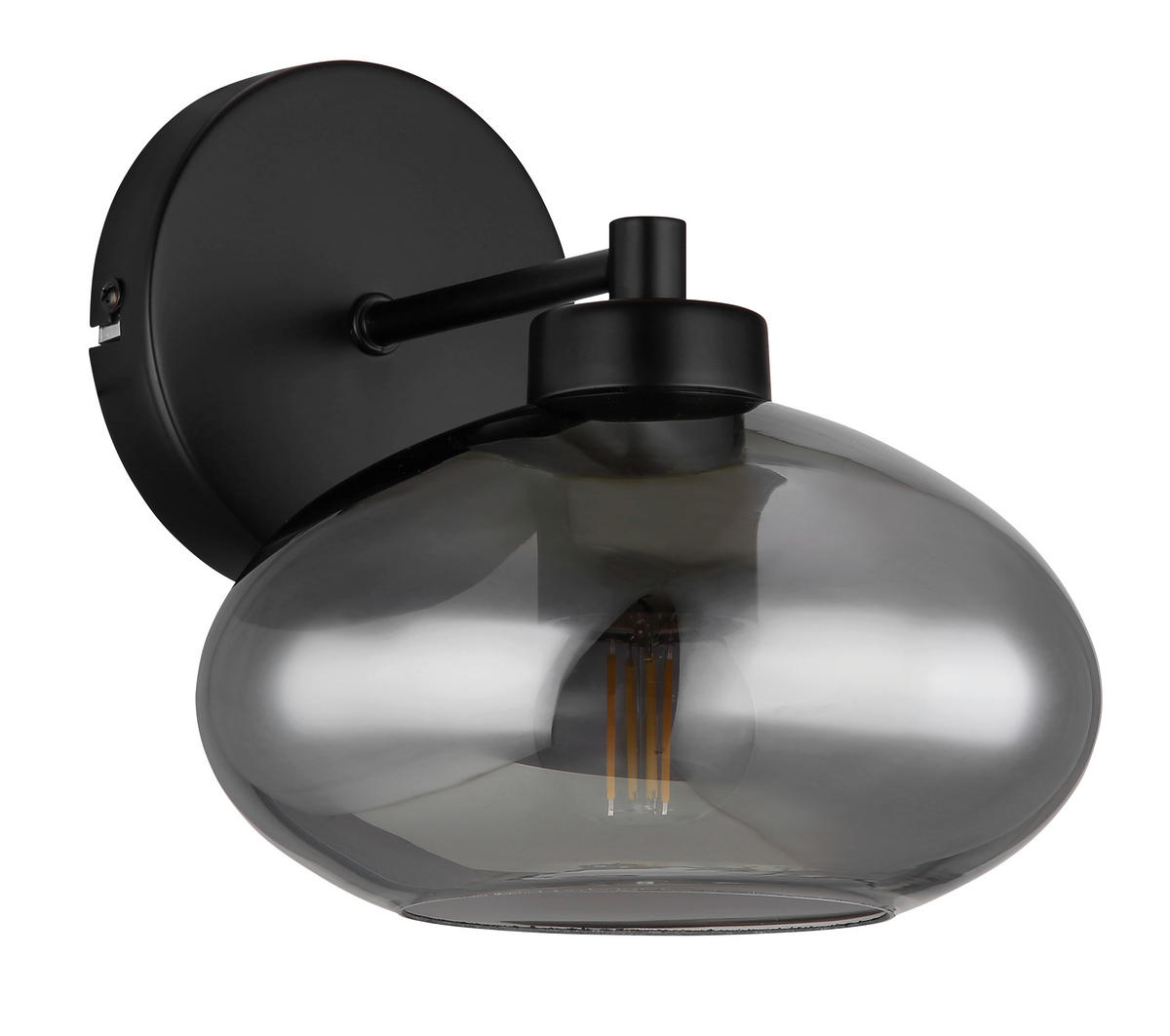 WANDLEUCHTE Shaun 18/22/20 cm   - Schwarz, Design, Glas/Metall (18/22/20cm) - Globo