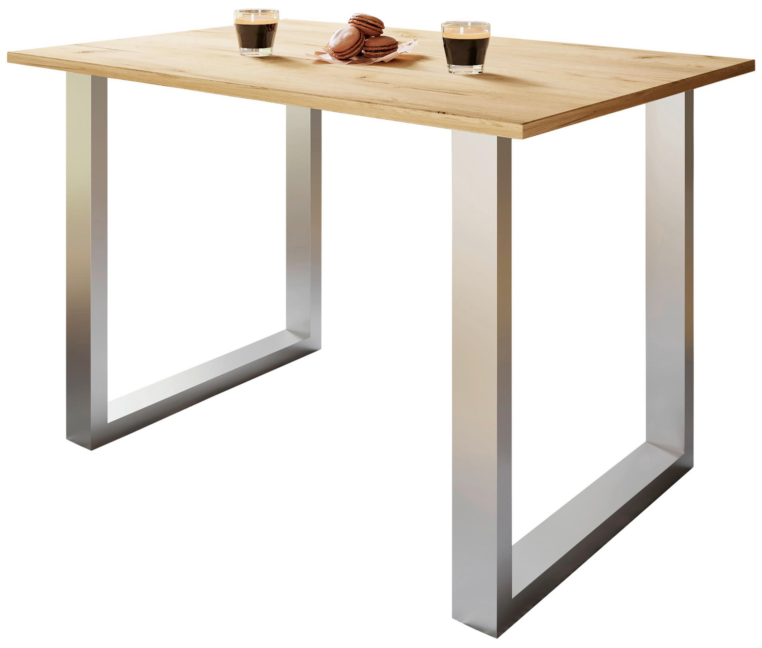 SCHREIBTISCH 140/50/76 cm  in Silberfarben, Honigeiche  - Honigeiche/Silberfarben, Design, Holzwerkstoff/Metall (140/50/76cm) - MID.YOU