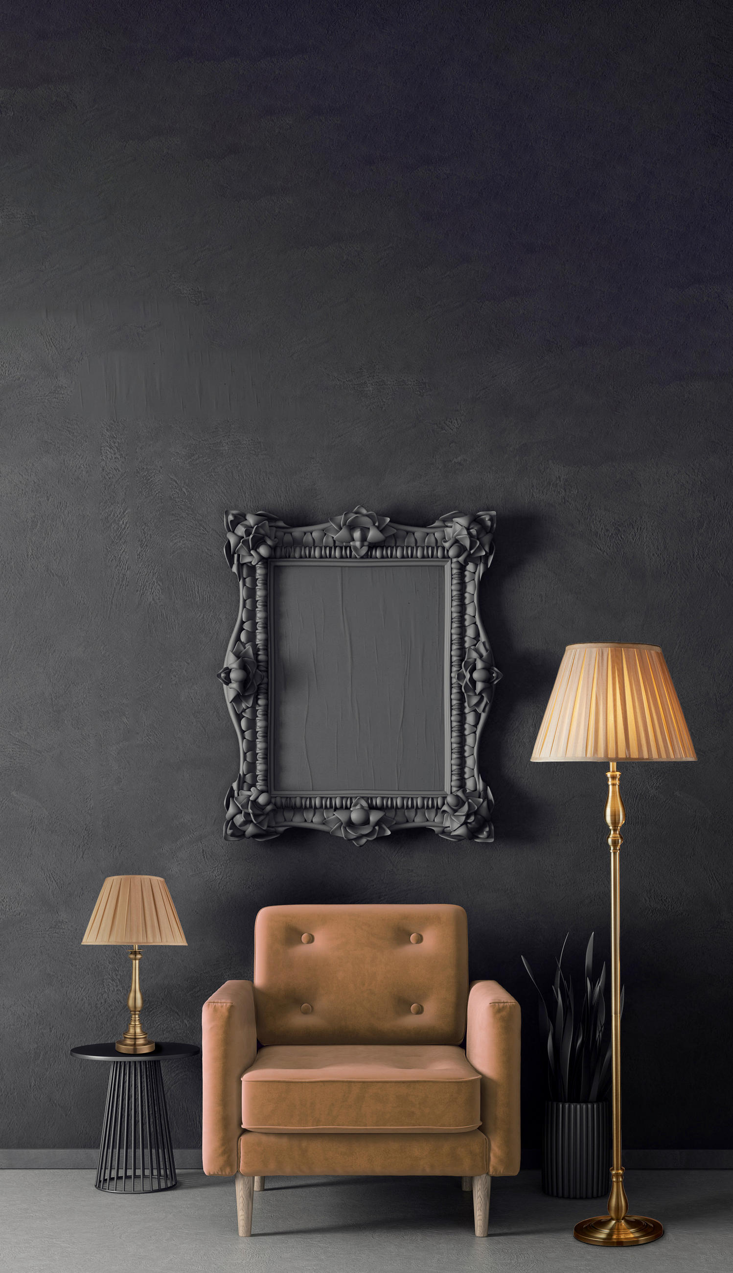 LAMPADAR - alămiu/maro deschis, Konventionell, metal/textil (40,5/170cm)