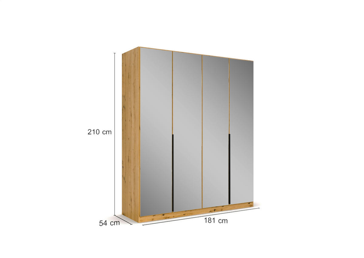 DREHTÜRENSCHRANK in Eiche Artisan  - Eiche Artisan/Grau, Modern, Holzwerkstoff/Metall (181/210/54cm) - Rauch Möbel