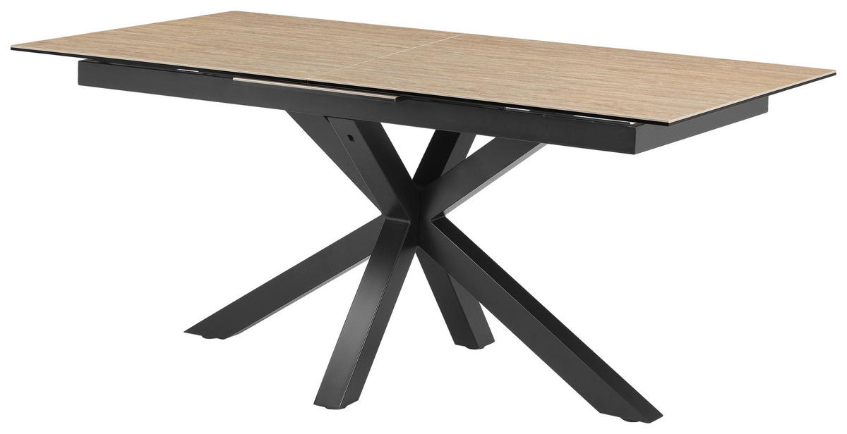 ESSTISCH 168-210/90/76 cm  Metall, Glas, Keramik ausziehbar rechteckig Schwarz, Beige  - Beige/Schwarz, MODERN, Glas/Keramik (168-210/90/76cm) - MID.YOU