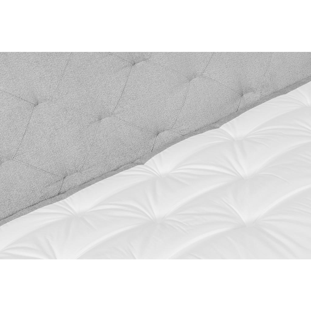 Thumbnail - Welnova Boxspringbett, Grau, Textil, Eiche, H3, 7-Zonen, Höhe ca. 19 cm, 120x200 cm, Matratze, gepolstertes Kopfteil, To...