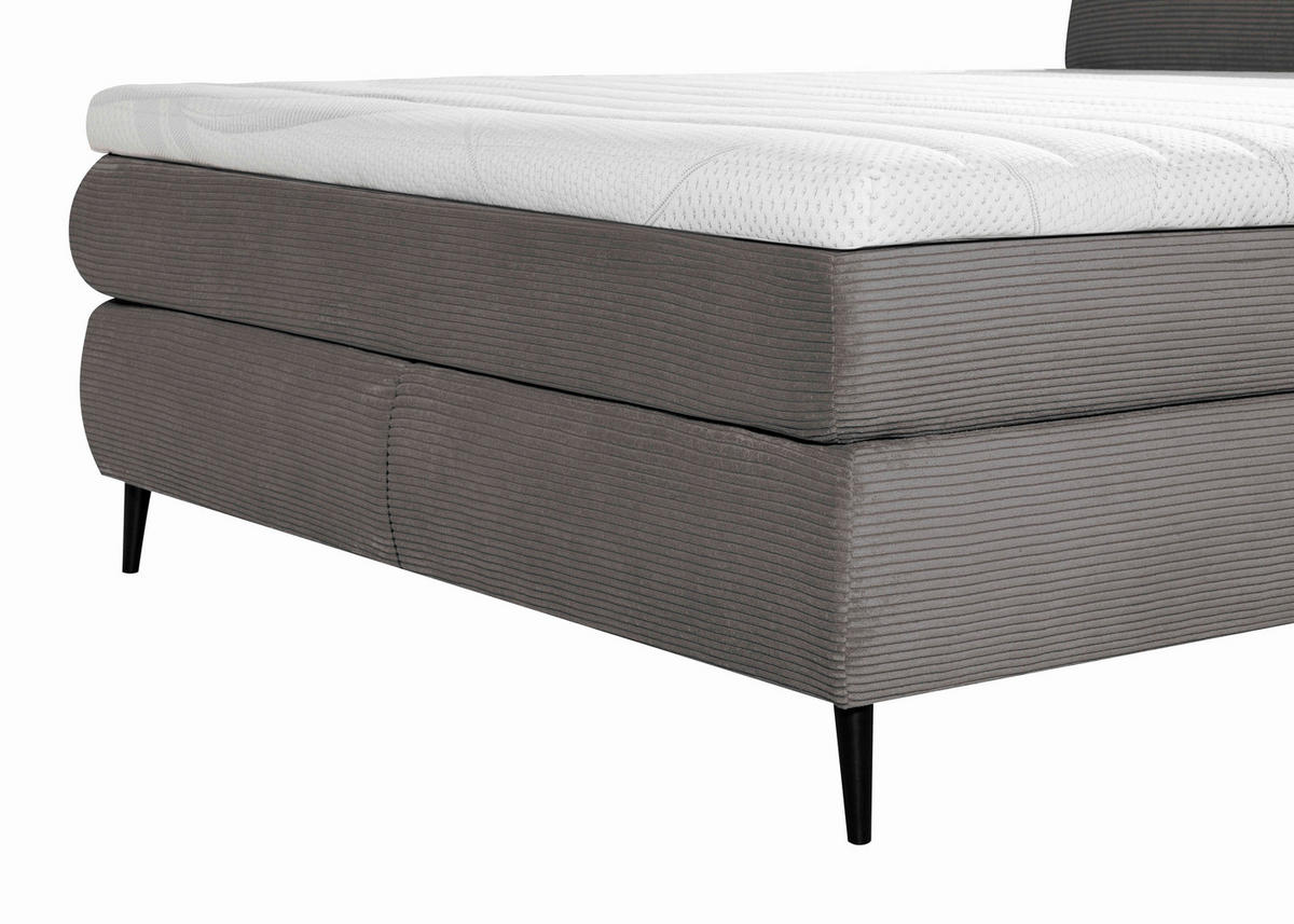 BOXSPRINGBETT 180/200 cm  in Dunkelgrau  - Dunkelgrau/Schwarz, Trend, Holz/Textil (180/200cm) - Esposa